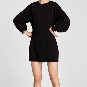 Zara black balloon sleeve mini dress sweater M